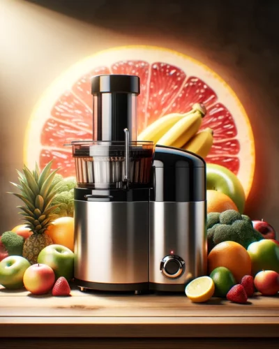 Home 77 DALL·E 2024 01 16 18 34 28 A sleek modern juicer machine of commercial