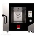 Stainless steel EKA commercial combi oven with touch control panel, ideal for professional kitchen use.