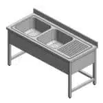 Double Bowl Sink Unit with Drain Board